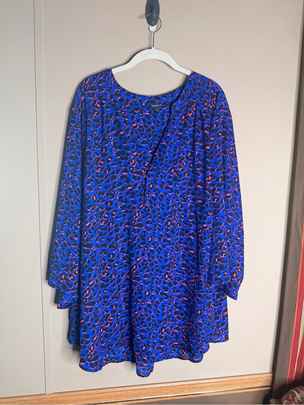 torrid Blue and Pink Leopard-Print Tunic Top